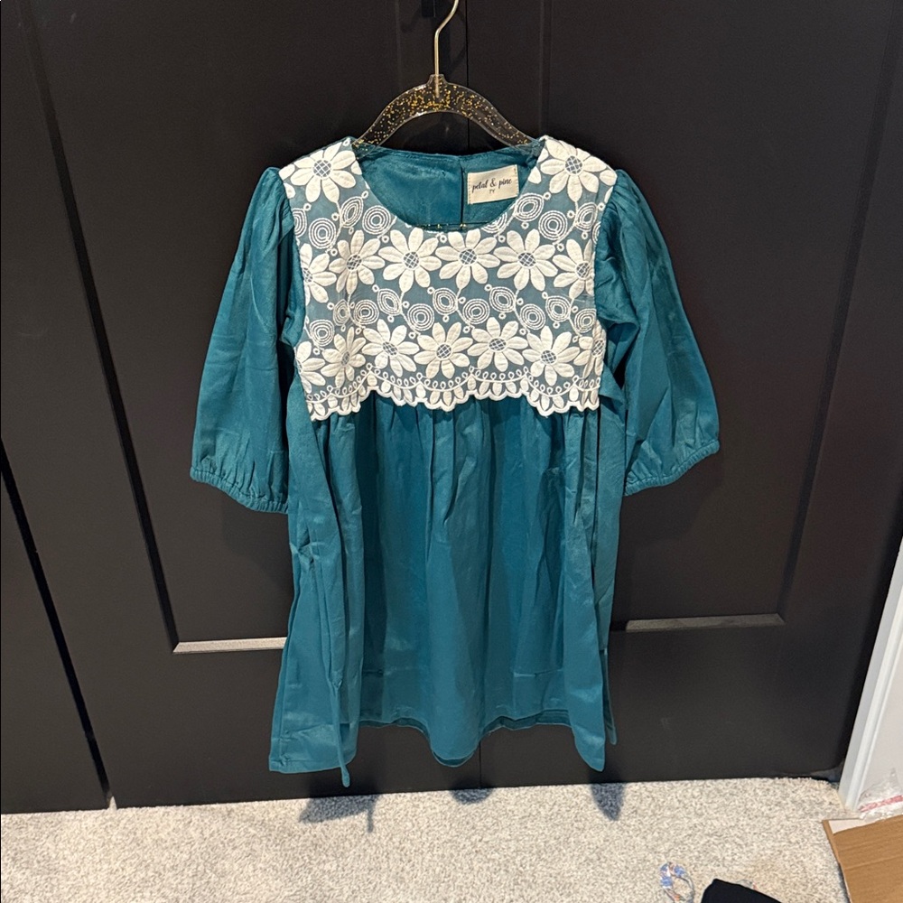 Amazon Teal and White Kids Dress